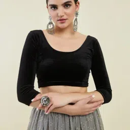 Soch Black Plain Readymade Blouse-image-40
