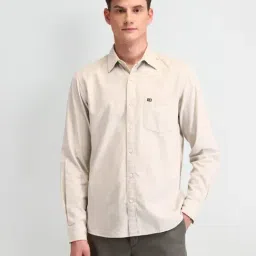 Arrow Sport Off White Cotton Slim Fit Self Pattern Shirt-picture-26