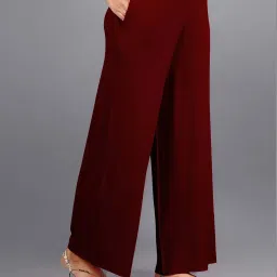 Lyra Maroon Cotton Flared Pants image 4