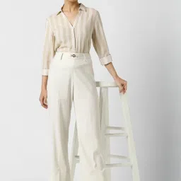 Van Heusen Beige Regular Fit Striped Shirt image 4