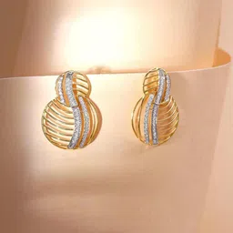 Mia by Tanishq Women 14 KT Gold Sculpted Flow Diamond Drop Earrings-image-55