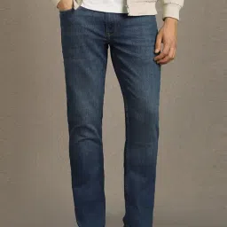 Louis Philippe Navy Cotton Slim Fit Jeans-picture-31