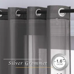 Stitchnest Grey Sheer Semi Transparent & Light Filtering Door Curtain - 7 ft image 4