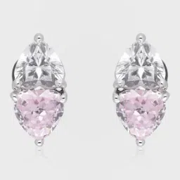 crash.club By CKC 925 Silver Silver Pink & White Teardrop Stud Earrings image 2