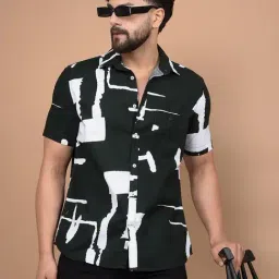 Crimsoune Club Green Cotton Slim Printed Shirt-image-58