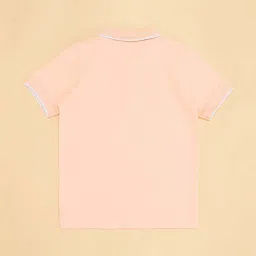 Pantaloons Junior Kids Blush Peach Cotton Logo Polo T-Shirt image 4