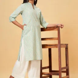 Rangmanch by Pantaloons Frosty Green Printed Straight Kurta image 4