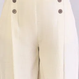 Powersutra Off White Linen Regular Fit Trousers image 4