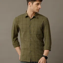 Identiti Green Slim Fit Check Shirt-image-2