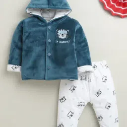 Bumzee Kids Navy & White Cotton Printed Winter Set-image-64
