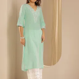 Libas Green A Line Kurta image 4