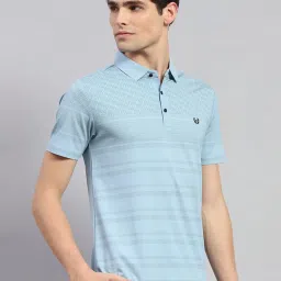 Monte Carlo Sky Blue Regular Fit Printed Polo T-Shirt image 4