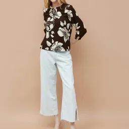 Fame Forever By Lifestyle Brown Regular Fit Floral Print Top image 4