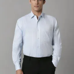 Luxure By Louis Philippe Blue Cotton Regular Fit Checks Shirt-picture-29