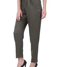 Amukti Green Rayon Solid Trousers image 4