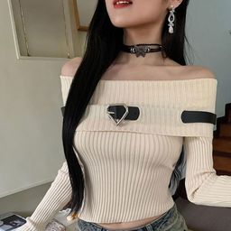 StyleCast Women Self Design Off-Shoulder Woollen Bardot Crop Sweater-picture-48