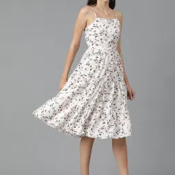 Kotty White & Brown Floral Print Midi Dress image 4