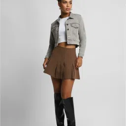Forever 21 Grey Regular Fit Cropped Jacket image 4