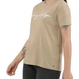 Tommy Hilfiger Khaki Logo Regular Fit T-Shirt image 4