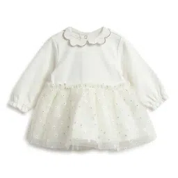 Chicco Girls White Regular Fit Self Design Dress-image-60