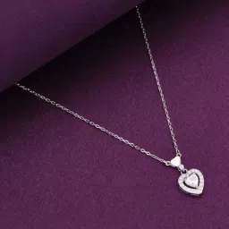 Kai Jewel Sterling Silver Dainty Heart Diamond Studded Chain Necklace-image-75