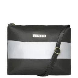 Caprese Corson Black Faux Leather Color Block Sling Handbag-image-35