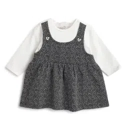 Chicco Girls White & Black Regular Fit Self Design Dress-picture-33