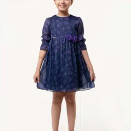 One Friday Kids Blue Printed Regular Fit Dress-picture-21