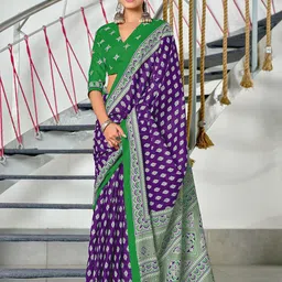 HMP Fashion Ajrak Printed Ikat Saree-picture-23