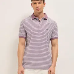 The Bear House Purple Cotton Woven Design Regular Fit Polo T-Shirt-picture-24