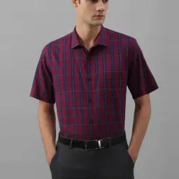 Allen Solly Maroon Cotton Slim Fit Checks Shirt-picture-37