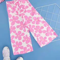 Pantaloons Junior Sachet Pink & White Floral Print Palazzo-image-51