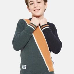 Octave Kids Green  Self Design Full Sleeves Sweater-picture-25