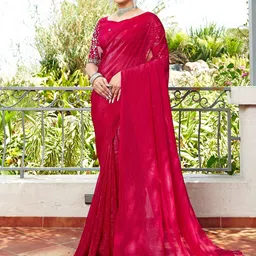K 5 Fashion Striped Chiffon Two Tone Saree With Unstitched Blouse Piece-picture-36