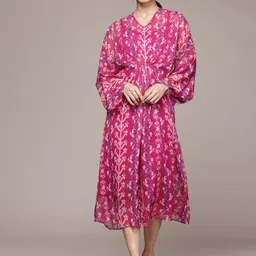 aarke Ritu Kumar Print Batwing Sleeve Kaftan Midi Dress-picture-11