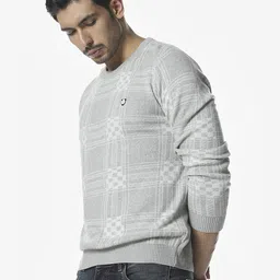 Klub Fox Men Checked Round Neck Pullover Sweaters-picture-22