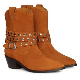 Saint G Women Tan Leather Buckle Casual Boots-picture-15