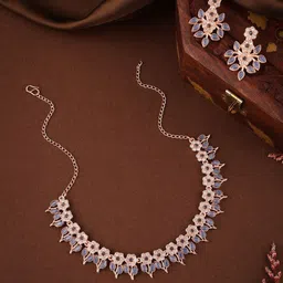 Anouk Rose Gold-Plated American Diamond Studded Jewellery Set image 3