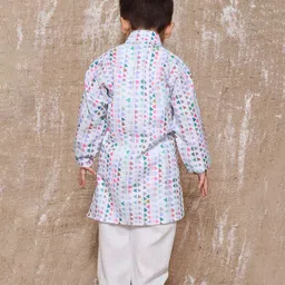 AJ Dezines Full Sleeves Geometric Design Printed Kurta With Pyjama - Blue image 3