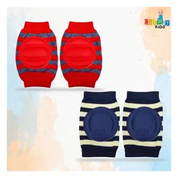 Chinmay Kids Crawling Anti-Slip Padded Stretchable Elastic Cotton Soft Breathable Comfortable Knee & Elbow Cap with Lining Pattern Pack of 2 - Multicolour image 2