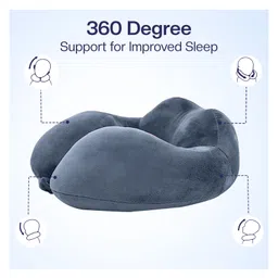 Billebon Premium Neck Pillow Grey Fibre Filled Round Travel Pillow image 2