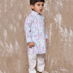 AJ Dezines Full Sleeves Geometric Design Printed Kurta With Pyjama - Blue image 4