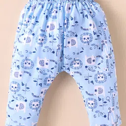 OHMS Single Jersey Knit Full Length Diaper Leggings with Animal & Construction Vehicle Print Pack of 2 - White & Blue image 4