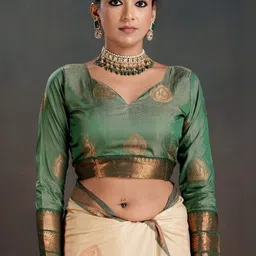 PEENGAX Ethnic Motifs Silk Blend Handloom Kanjeevaram Saree image 2