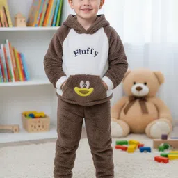 Uttam Kids Printed Hooded Woolen Sweatshirt With Pyjamas-picture-55