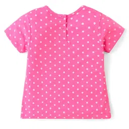 Babyhug Cotton Knit Dungaree and Half Sleeves T-Shirt Set with Polka Dot  Print - Multicolour image 5