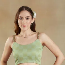 VRAGI Woven Design Zari Pure Chiffon Saree image 2