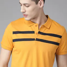 Roadster Men Mustard Yellow Solid Polo Collar T-shirt-image-29
