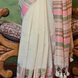 Elora Off-White Woven Saree With Unstitched Blouse image 4