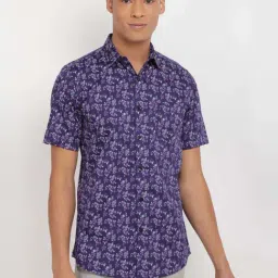Allen Solly Dark Purple Cotton Slim Fit Printed Shirt-picture-33